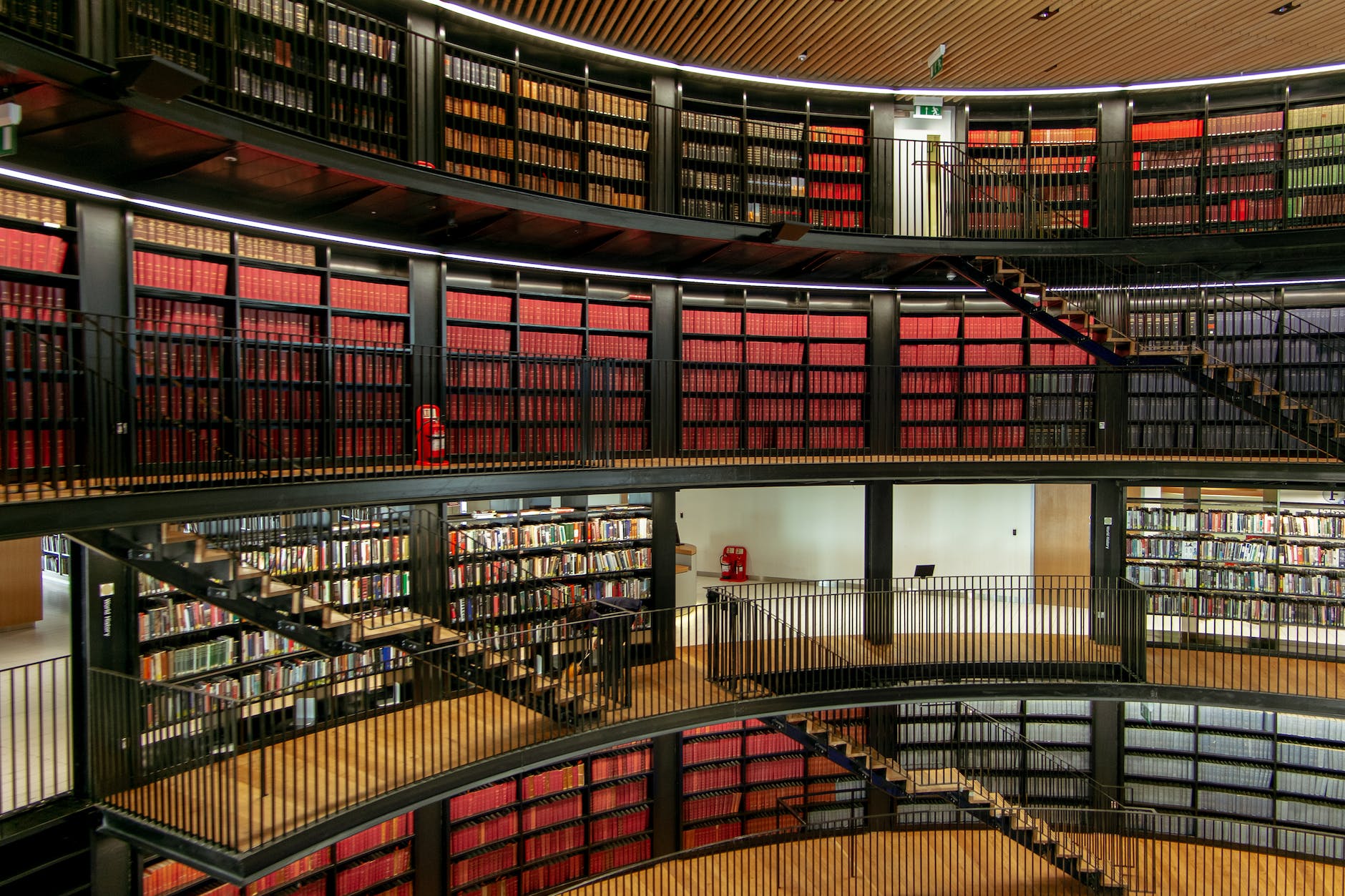 interior of library with bookshelves